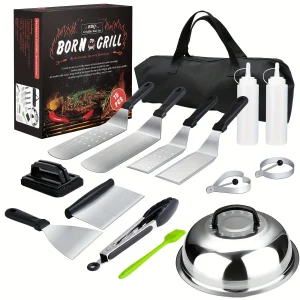 15-Piece Flat Top Grill Tool Set for Flat Top.